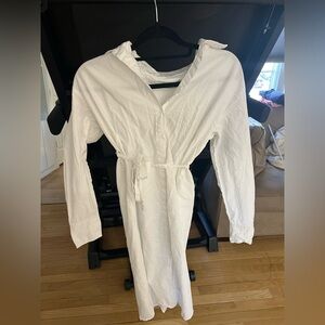 Elegant White button down Midi Dress